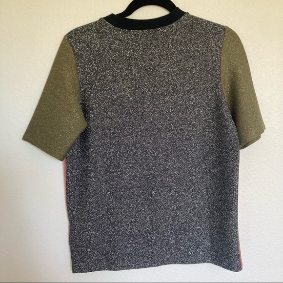 Maison Scotch & Soda Sparkly Lurex Glitter Multicolor Colorblock Tee Top Small - Picture 2 of 6
